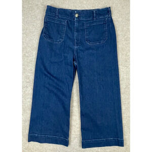 Anthropologie Maeve The Colette Blue Denim Crop High Rise Wide Leg Jeans Size 34